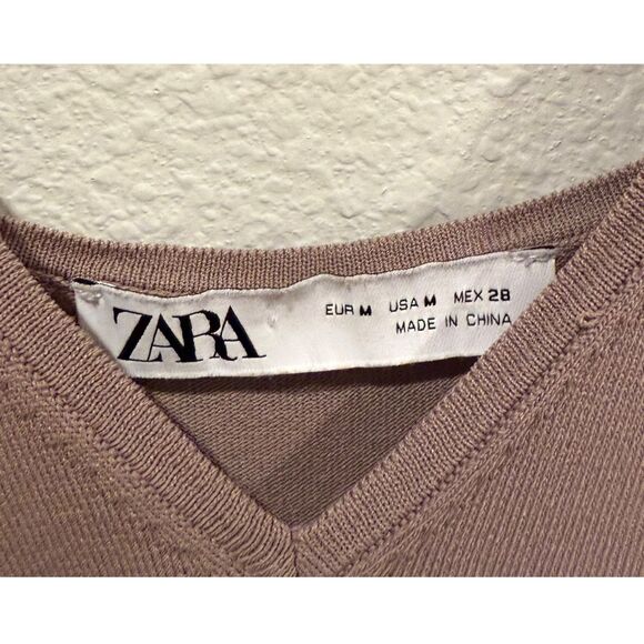 ZARA Brown V-Neck Spaghetti Straps Bodysuit - Picture 2 of 3